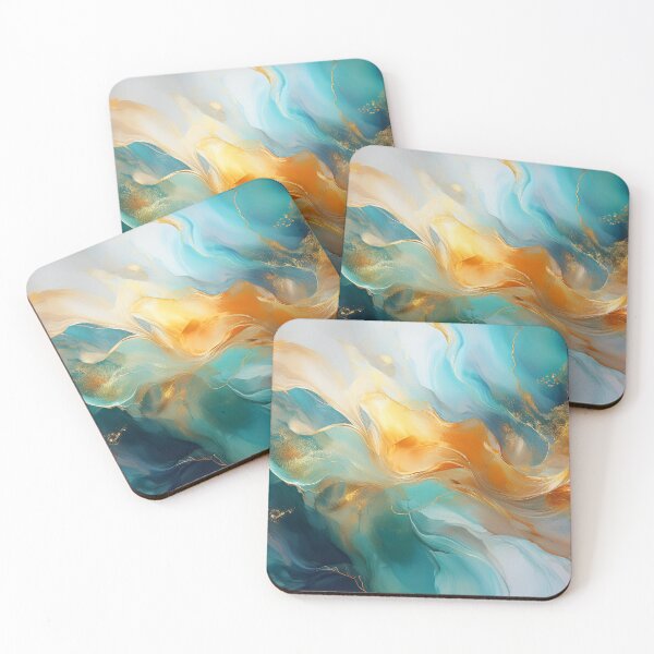 Item preview, Abstract Turquoise & Gold Elegance: A Bold Pattern of Sophistication designed and sold by Teemaniac.