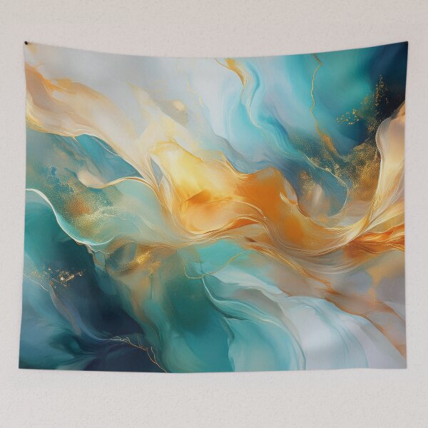 Item preview, Abstract Turquoise & Gold Elegance: A Bold Pattern of Sophistication designed and sold by Teemaniac.