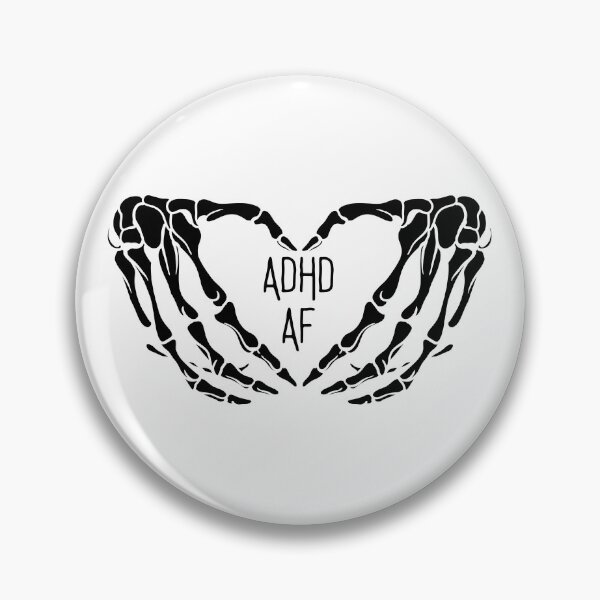 Item preview, ADHD AF skeleton hand love heart -  ADHD funny designed and sold by BatJamDesigns.