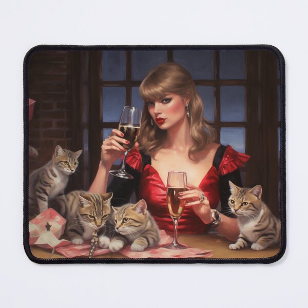 Item preview, taylor swift double fisting champagne with cats designed and sold by GeauxTigs225.