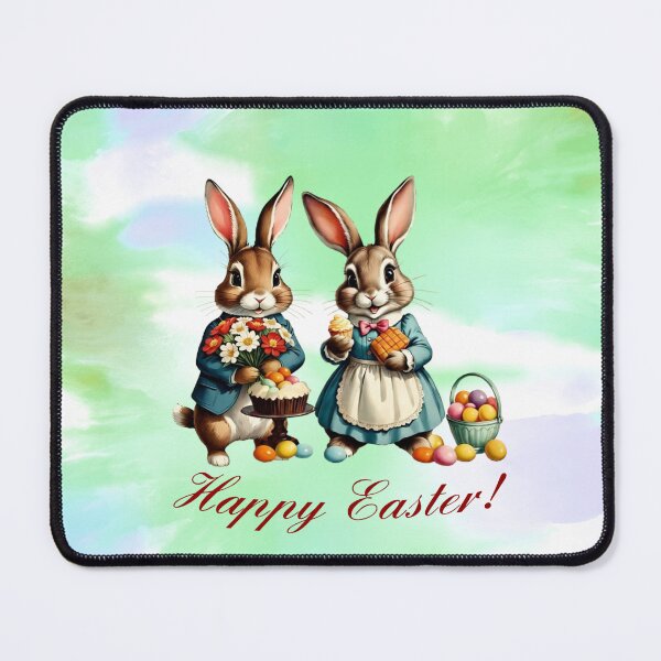 Item preview, Two Easter Bunnies Wishing a Happy Easter | Gift for Easter designed and sold by UnhingedBird.