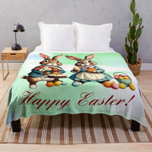 Item preview, Two Easter Bunnies Wishing a Happy Easter | Gift for Easter designed and sold by UnhingedBird.