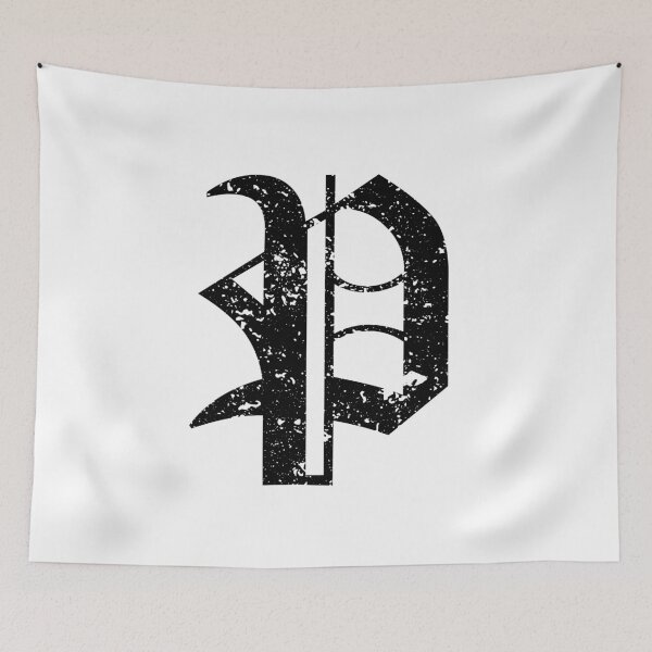 Item preview, Capital Letter P - Eroded / Distressed Gothic Blackletter Script / Old English Font (Black) designed and sold by STUDIO-72.