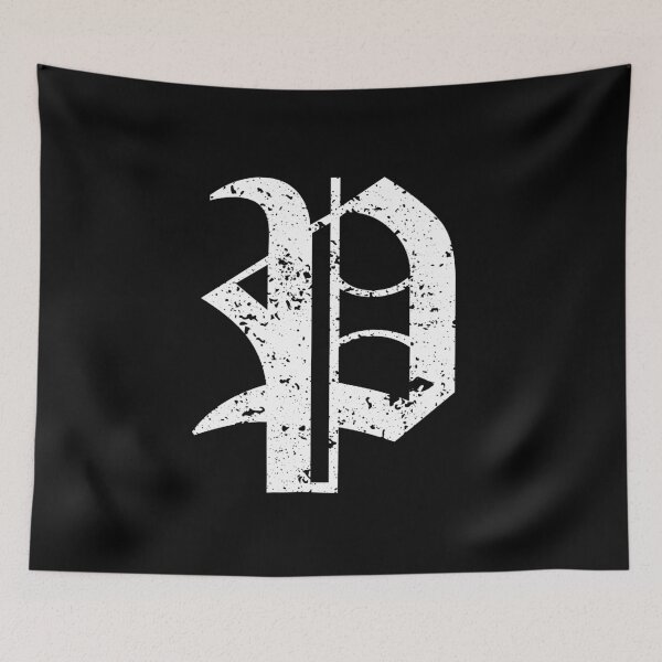 Item preview, Capital Letter P - Eroded / Distressed Gothic Blackletter Script / Old English Font (White) designed and sold by STUDIO-72.