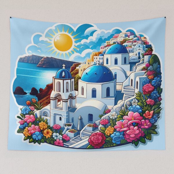 Item preview, Breathtaking Santorini – Vibrant Greek Island Scenery designed and sold by Illustrobe.
