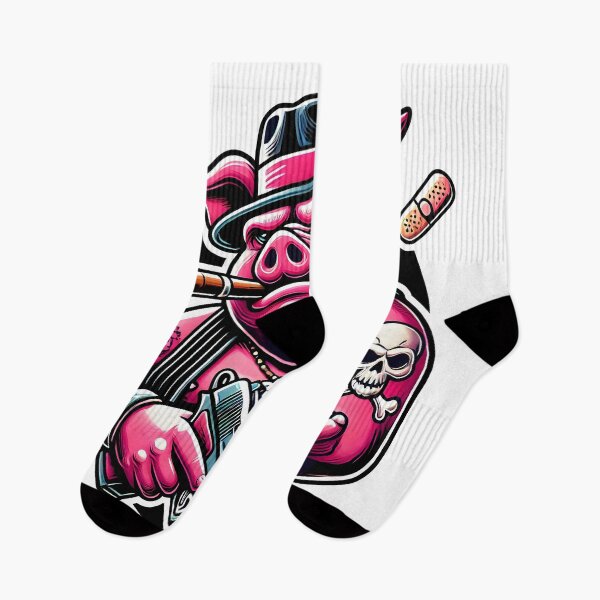 Item preview, Badass Gangster Pig Illustration – Mafia Cartoon Art with Cigar and Gun designed and sold by DrawHandArt.