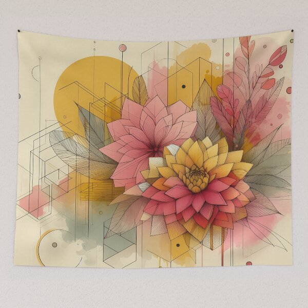 Item preview, Modern Floral Yellow Pink Abstract Flowers  designed and sold by GraphicsClub.