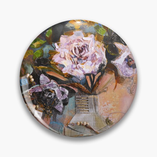 Item preview, Oil and Acrylic Collage Painting of Roses Flowers in a Vase designed and sold by Dariia Zhyrova.