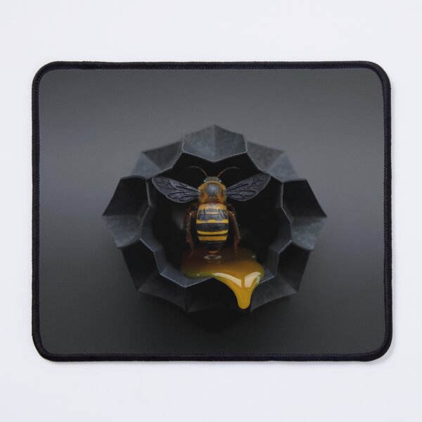 Aperçu de l'œuvre Nid d'abeille géométrique avec du miel dégoulinant d'abeille créée et vendue par Illustrobe.