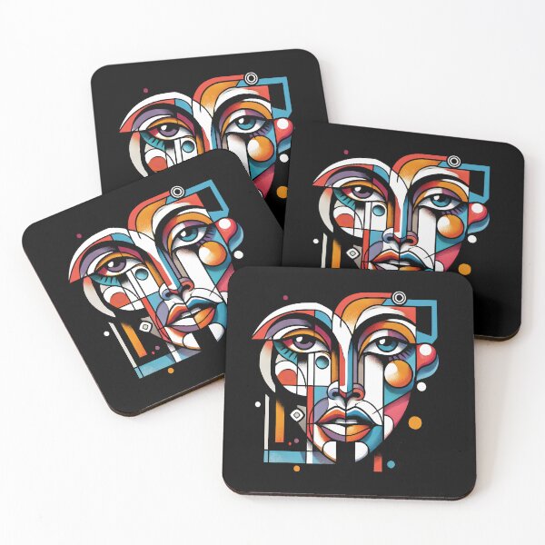 Item preview, Abstract Feminine Power – Vibrant Cubist Face Art designed and sold by DrawHandArt.