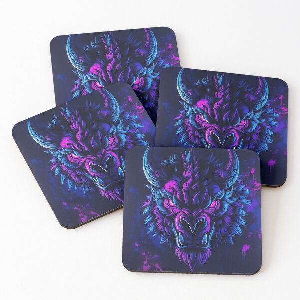 Item preview, Fierce Neon Bison Head Digital Artwork Glow designed and sold by ArtComixHaven.