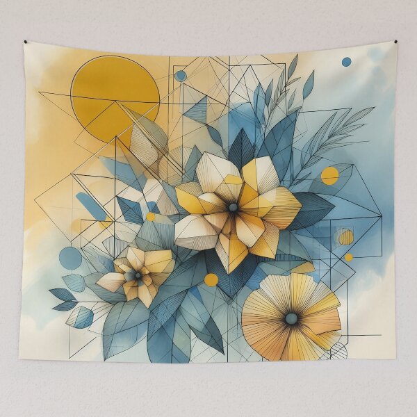 Item preview, Modern Floral Yellow Blue Abstract Flowers  designed and sold by GraphicsClub.