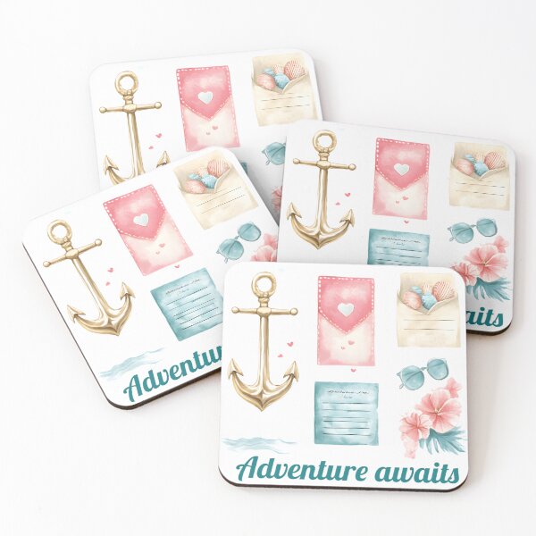 Item preview, Adventure Awaits Valentine's Day Travel Clipart — Nautical Beach Pastel Illustration designed and sold by AnnDesignStudio.