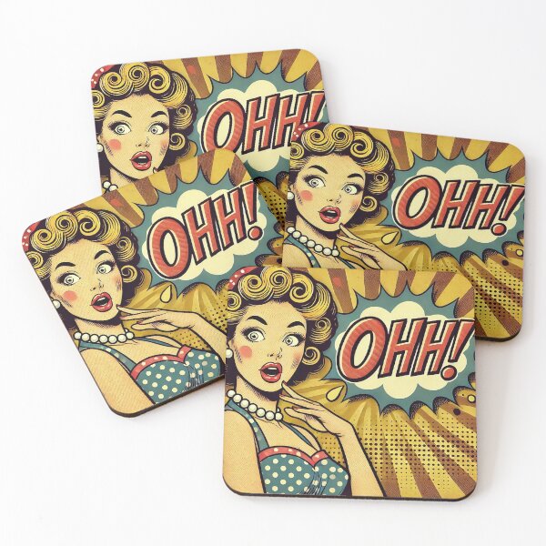 Item preview, Retro Pop Art Woman with 'OHH!' Expression designed and sold by AhaPrint.