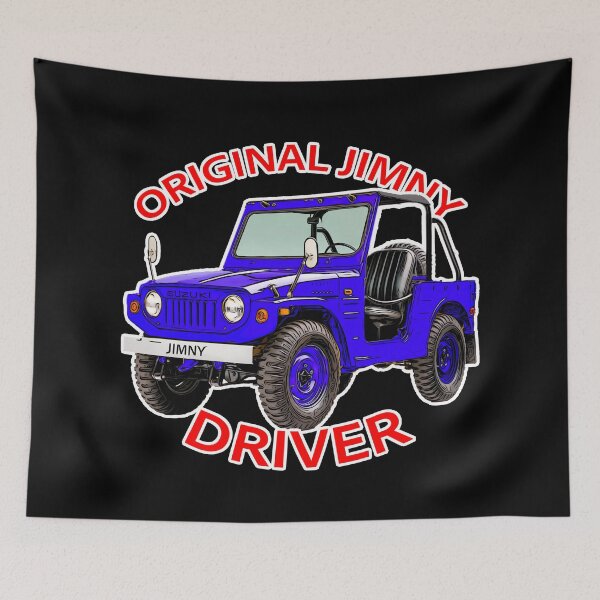 Item preview, Vintage Bright Blue Lime Suzuki Jimny 4x4 Classic Off-Road Art designed and sold by Michael van der Hoorn.
