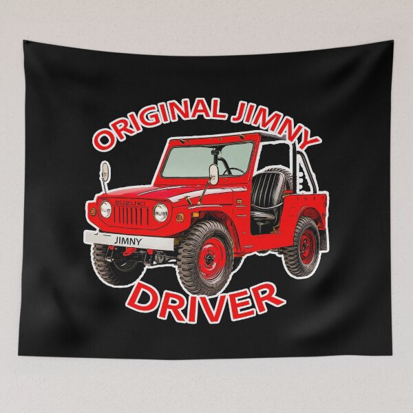 Item preview, Vintage Bright Red Lime Suzuki Jimny 4x4 Classic Off-Road Art designed and sold by Michael van der Hoorn.