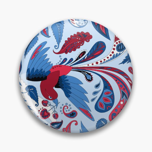 Item preview, birds and begonia paisley - red blue designed and sold by kobyakov.