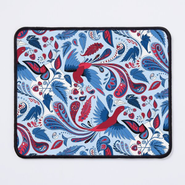 Item preview, birds and begonia paisley - red blue designed and sold by kobyakov.