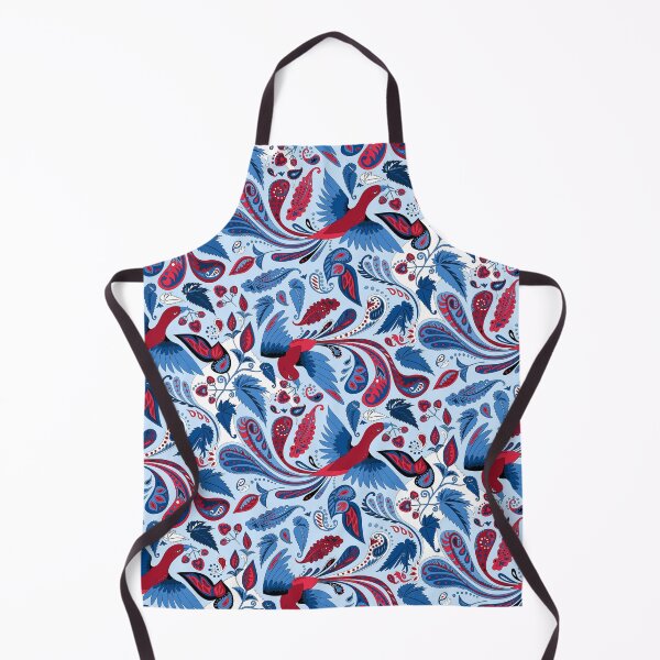 Item preview, birds and begonia paisley - red blue designed and sold by kobyakov.
