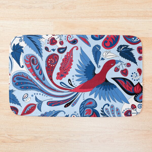 Item preview, birds and begonia paisley - red blue designed and sold by kobyakov.