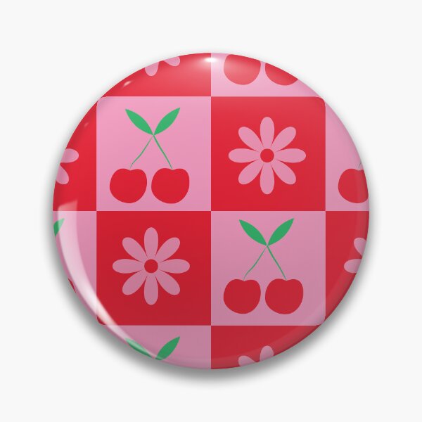 Item preview, Hot Pink Retro Flowers & Cherries Checkered Pattern designed and sold by newburyboutique.