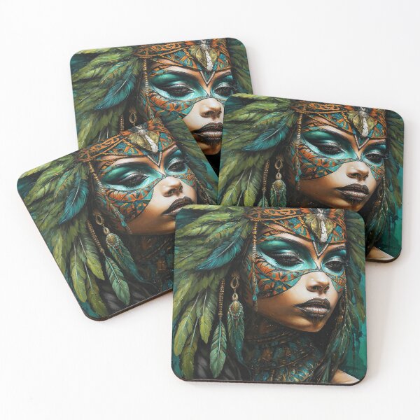 Item preview, The Emerald Warrior | Tribal Woman Portrait with Green and Gold Tones designed and sold by Shopstract.