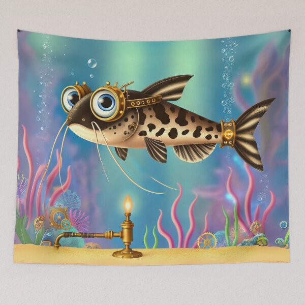 Item preview, Steampunk Pictus Catfish with Gears designed and sold by Sillytoe.