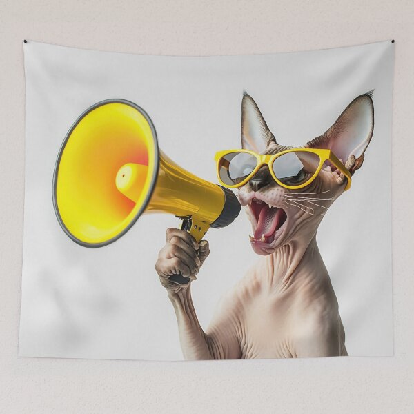Item preview, Cat in sunglasses with megaphone designed and sold by anytka.