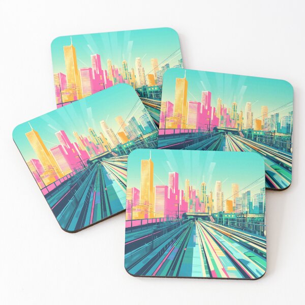 Item preview, City skyline and train tracks designed and sold by anytka.