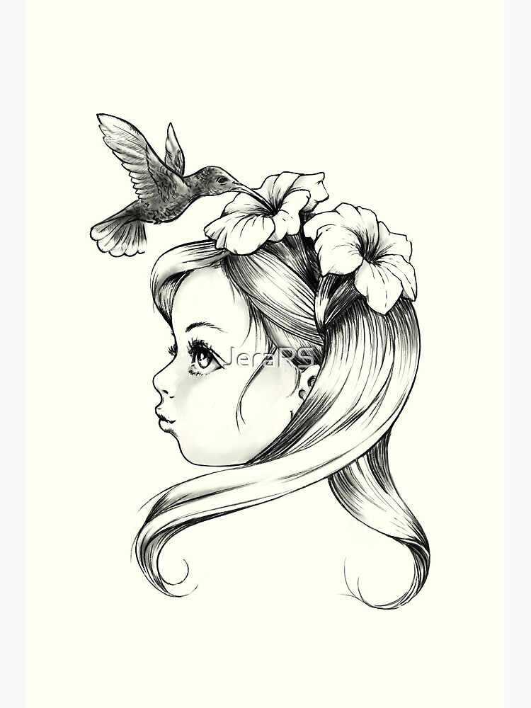 Petunia in a fairy girl's hair, hummingbirds drink nectar of flowers, fairy tale nature Petunia in a fairy girl's hair, hummingbirds drink nectar of flowers, fairy tale nature
