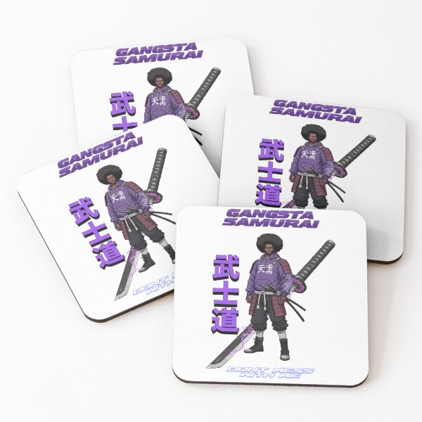 Item preview, Gangsta Samurai - Afro Street Fighter Anime Manga T-Shirt Design designed and sold by WorldAniPicture.