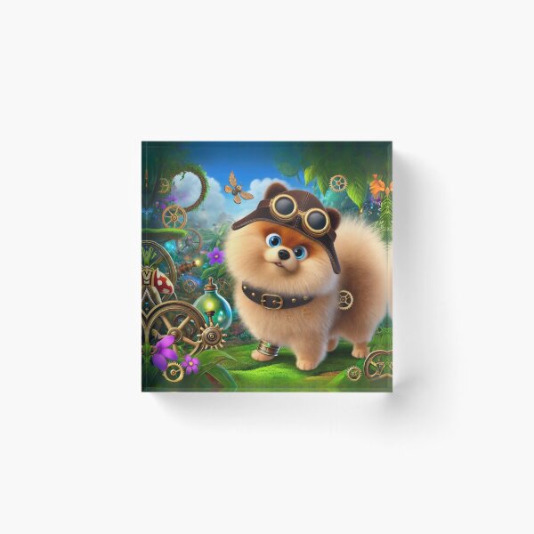 Item preview, Steampunk Pomeranian in a Lush Wonderland designed and sold by Sillytoe.