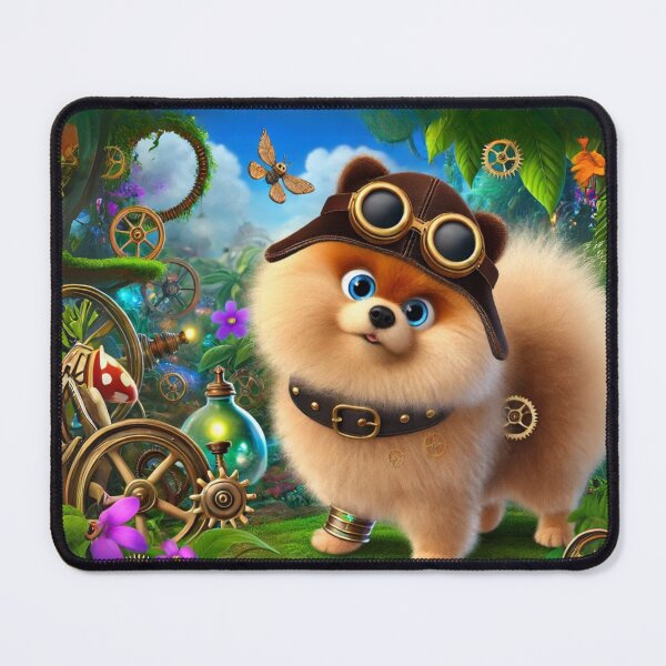 Item preview, Steampunk Pomeranian in a Lush Wonderland designed and sold by Sillytoe.