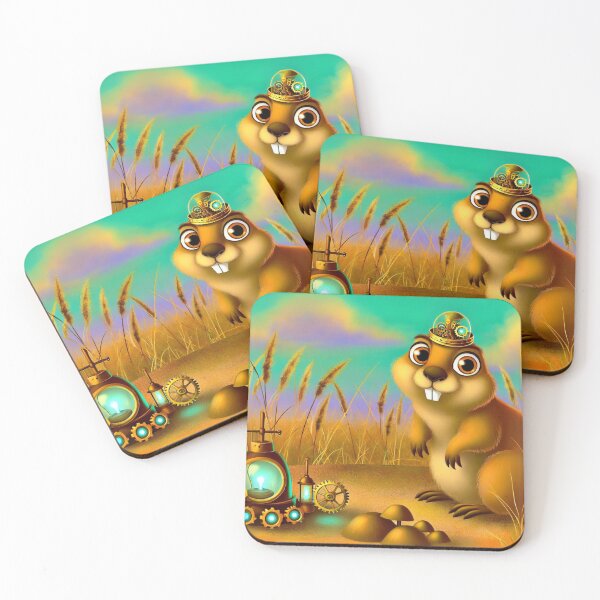 Item preview, Steampunk Prairie Dog in Golden Fields designed and sold by Sillytoe.