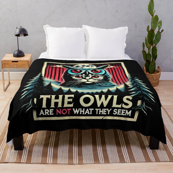 Item preview, The Owls Are Not What They Seem: Cat in an owl costume eerie Twin Peaks artwork funny shirt designed and sold by Dollycat Industries.
