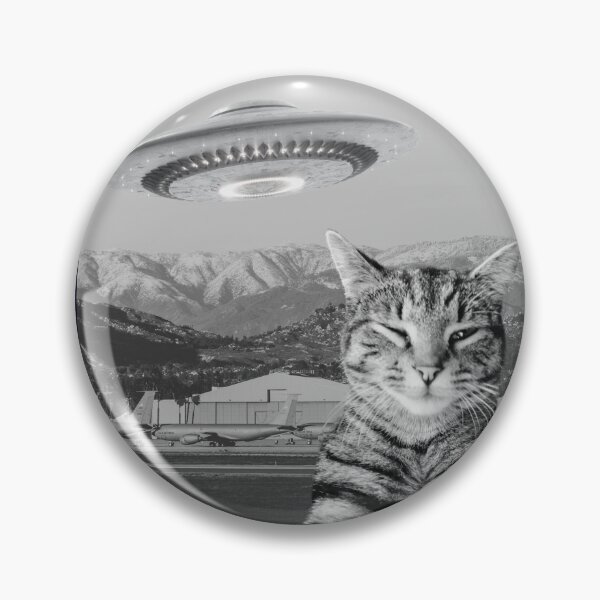 Item preview, Cat Selfie Alien Spaceship UFO Mountains Plane Military Base T-Shirt designed and sold by SunfullyYours.