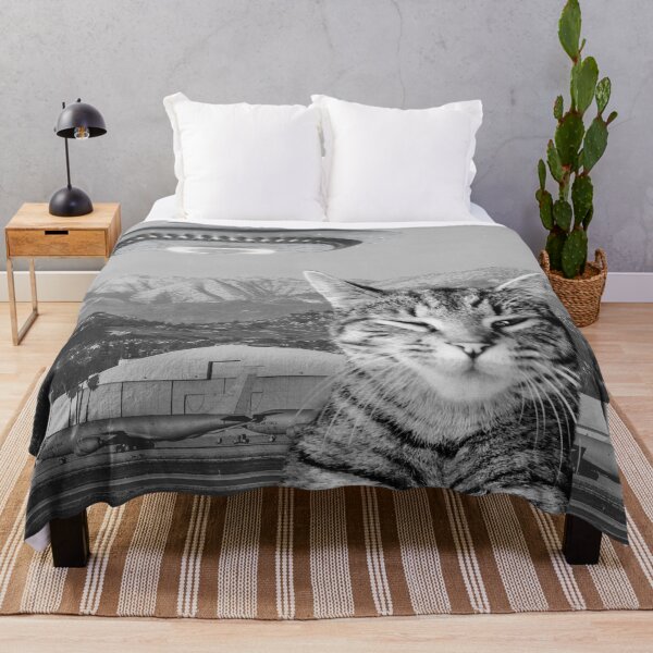 Item preview, Cat Selfie Alien Spaceship UFO Mountains Plane Military Base T-Shirt designed and sold by SunfullyYours.