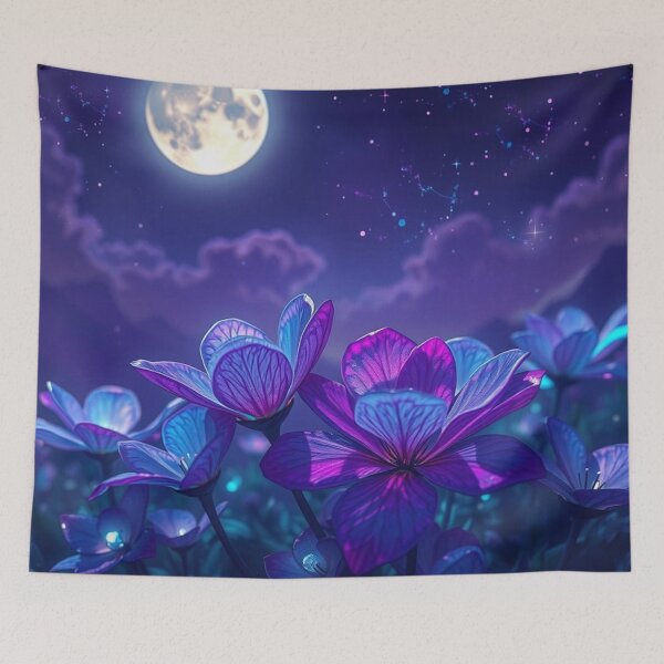 Item preview, Moonflowers Blue and Purple designed and sold by Simplybe1.