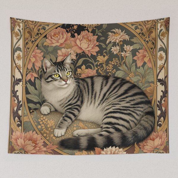 Item preview, Silver Tabby with Flowers designed and sold by HabitableMoons.