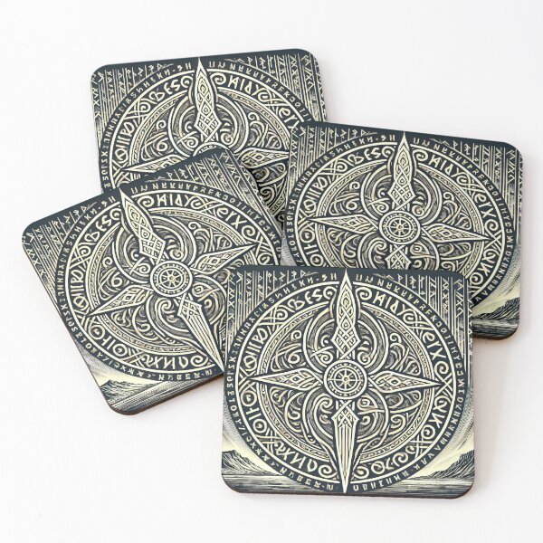 Item preview, Mystical Nordic Compass – Viking Rune Design designed and sold by Chroma Myst.