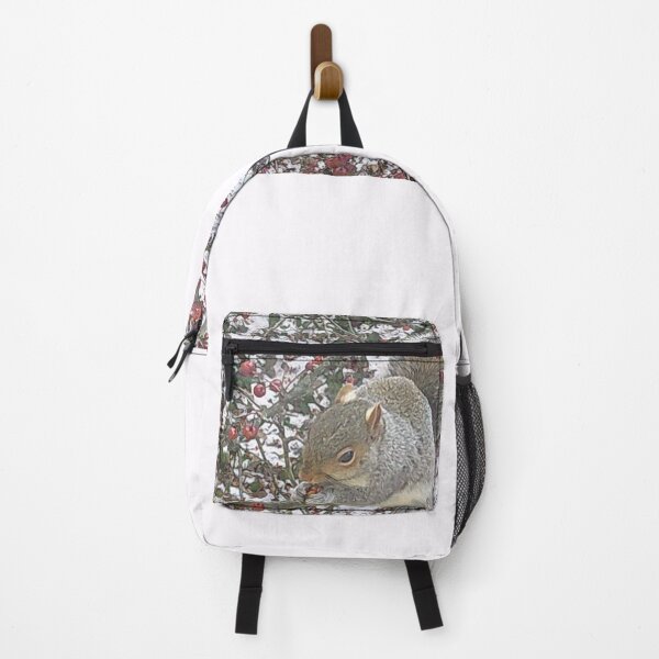 Item preview, Squirrel Munching on Berries on a Snowy Day designed and sold by shopartsyraes.