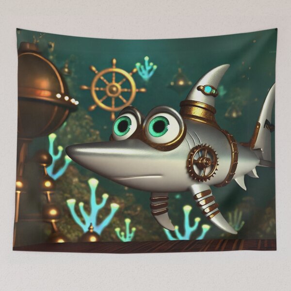 Item preview, Steampunk Shark Submarine Adventure designed and sold by Sillytoe.