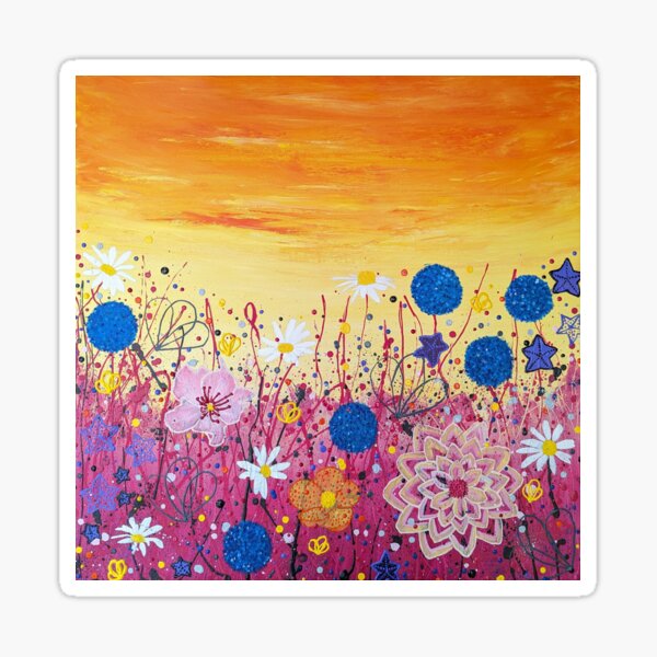 Item preview, Wildflower Party, abstract modern illustrative floral art designed and sold by NavySloth-Art.