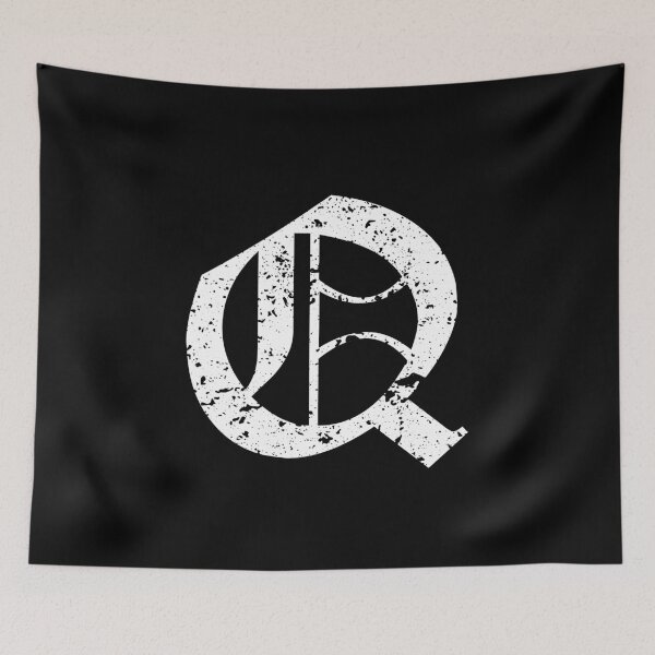 Item preview, Capital Letter Q - Eroded / Distressed Gothic Blackletter Script / Old English Font (White) designed and sold by STUDIO-72.