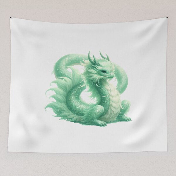 Item preview, Hermoso dragón chino Wyrm de color verde pastel designed and sold by 2ndSketch.