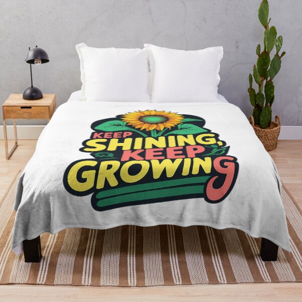 Item preview, Glowing Sunflower Keep Shining Keep Growing Bold Modern Typography Sunny Yellow Deep Green Coral Lively Motivational designed and sold by zoughlal.