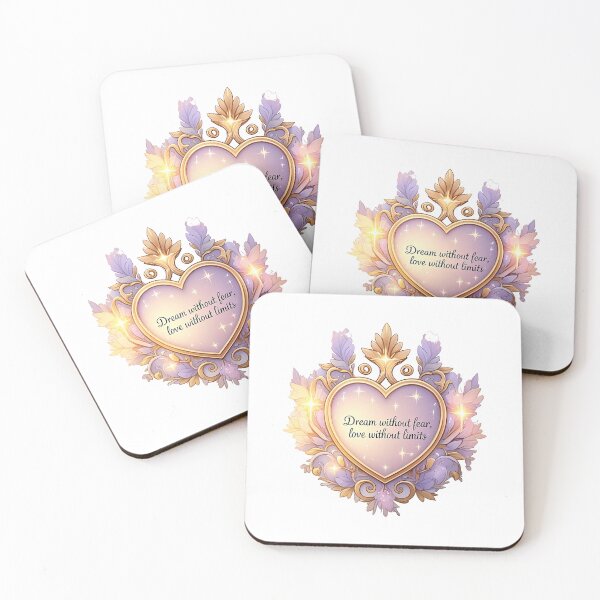 Item preview, Glowing Heart Stars Dream Without Fear Love Without Limits Elegant Script Blush Pink Lavender Pale Gold Soft Gradients Courage Compassion Heartfelt designed and sold by zoughlal.