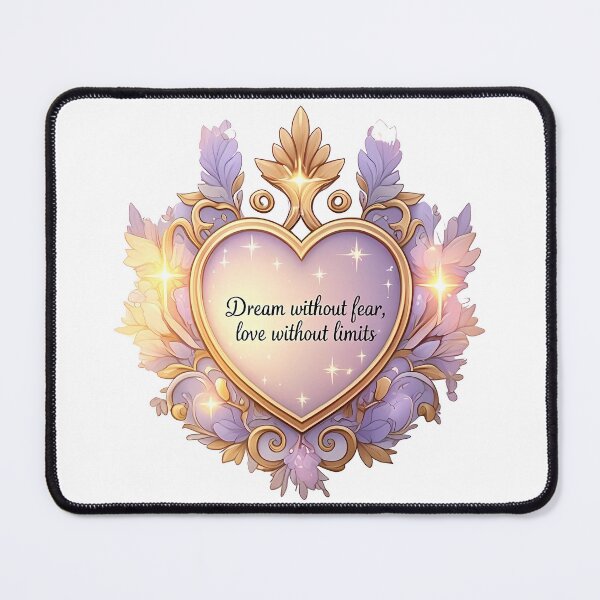 Item preview, Glowing Heart Stars Dream Without Fear Love Without Limits Elegant Script Blush Pink Lavender Pale Gold Soft Gradients Courage Compassion Heartfelt designed and sold by zoughlal.