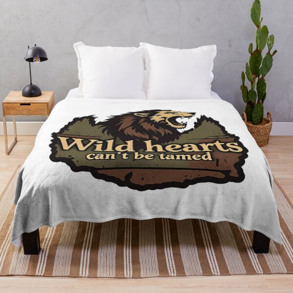 Item preview, Roaring Lion Wolf Silhouette Wild Hearts Can’t Be Tamed Rugged Serif Font Deep Brown Moss Green Golden Yellow Raw Untamed Aesthetic designed and sold by zoughlal.