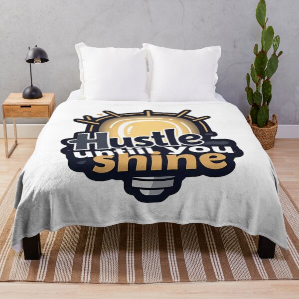 Item preview, Glowing Lightbulb Hustle Until You Shine Sharp Professional Typography Charcoal Gray Navy Blue Gold Polished Ambitious designed and sold by zoughlal.